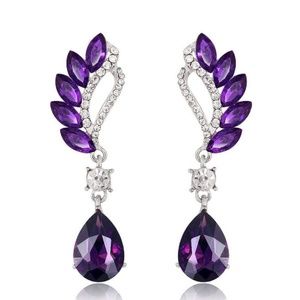 Earrings - Vintage Flight Purple Gem Statement
